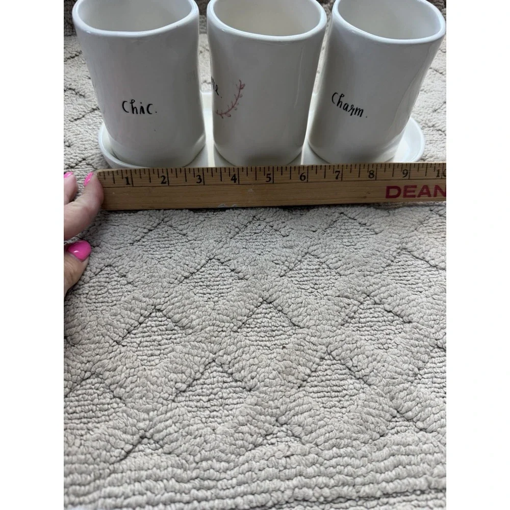 Rae Dunn MakeUp Brush Organizer Vanity Accessory Office Chic Love Charm